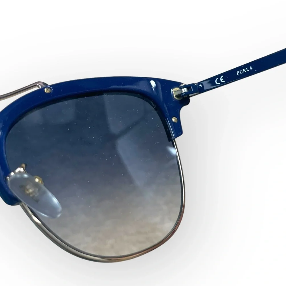 Furla Women's Sunglasses SFU138 Blue Gray Fashion Cat Eye Brand new with Case